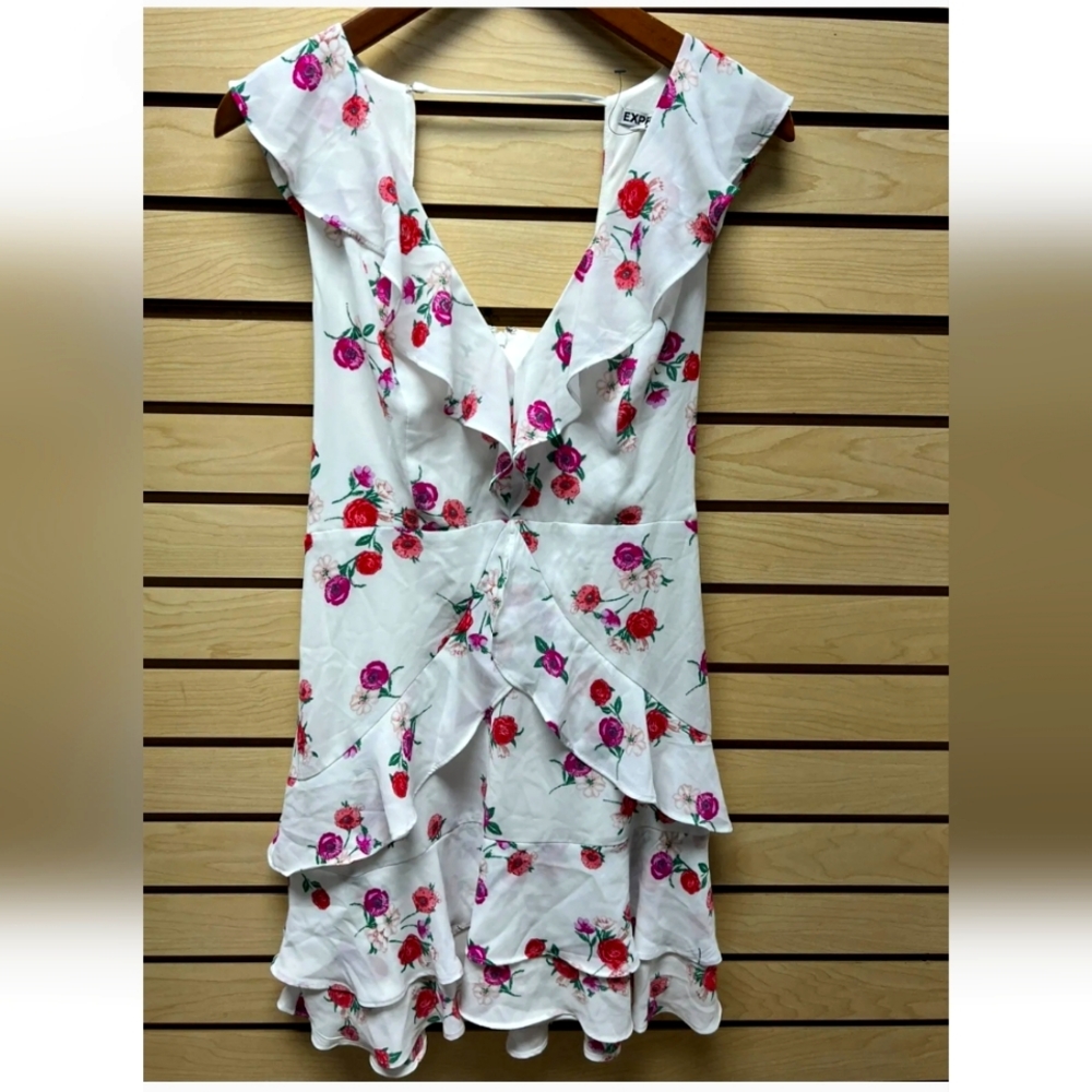 Express Floral Ruffle Mini Dress